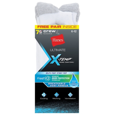 Hanes Ultimate X-Temp FreshIQ Men's Crew White 7-Pack 