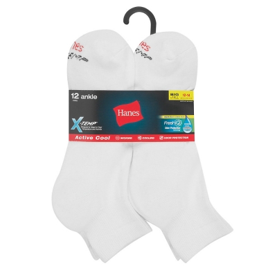 Hanes Men's FreshIQ X-Temp Active Cool Big and Tall Ankle Socks 12-Pack