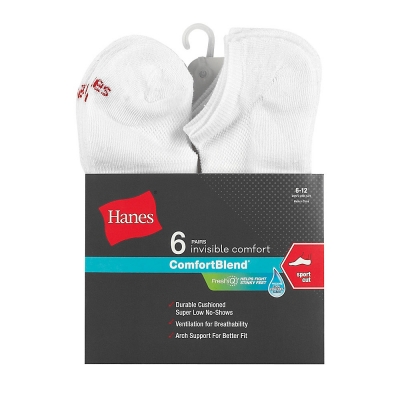 Hanes Men's FreshIQ ComfortBlend Sport Cut Socks 6-Pack