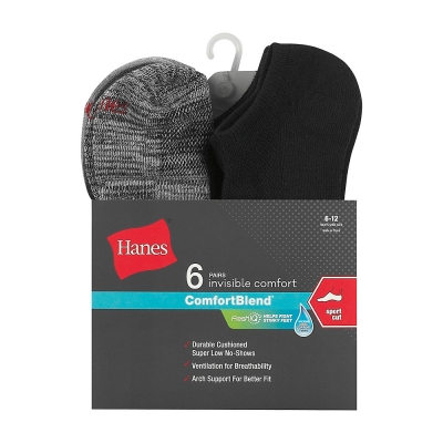 Hanes Men's FreshIQ ComfortBlend Big and Tall Sport Cut Socks 6-Pack