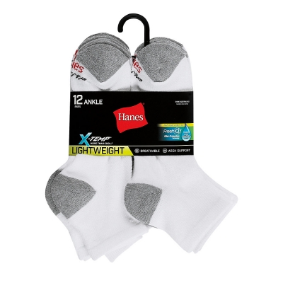 Hanes Men's FreshIQ X-Temp Ankle Socks 12-Pack