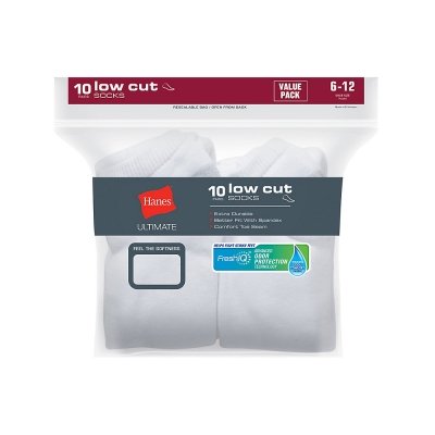 Hanes Ultimate Men's Cushion Low Cut Socks 10-Pack