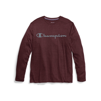 Champion Double Dry Men's Heather Long-Sleeve Tee, Script Logo