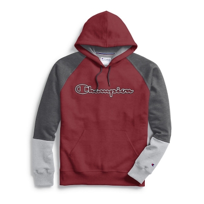 Champion Men's Powerblend Colorblock Hoodie, Outline Logo