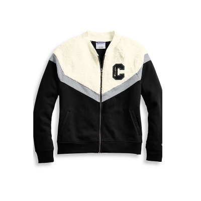 Champion Women's Heritage Sherpa Bomber Jacket, Block C Logo