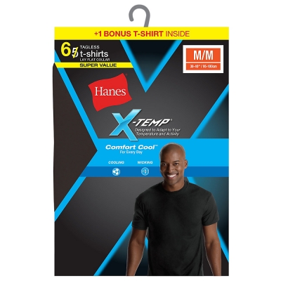 Hanes Men's Red Label X-Temp Dyed Crew Bonus Pk P5+1 Free