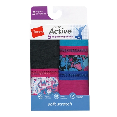 Hanes Girls' Active Stretch Gymshorts 5-Pack