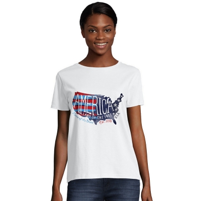 Hanes Women's Americana Map Graphic Tee