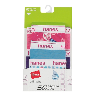 Hanes Ultimate Girls' Sport Microfiber Bikinis 5-Pack