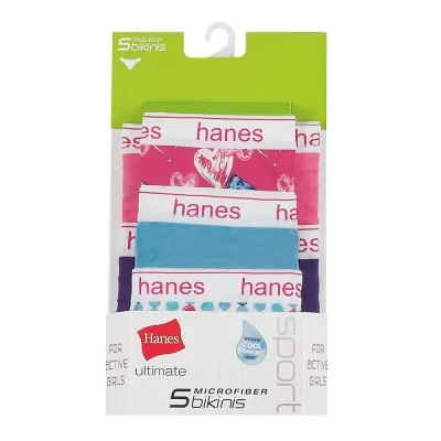 Hanes Ultimate Girls' Sport Microfiber Bikinis 5-Pack