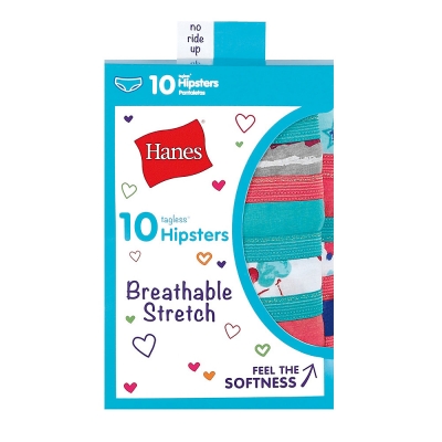 Hanes Girls' Breathable Stretch Hipsters 10-Pack