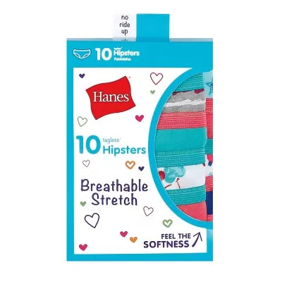 Hanes Girls' Breathable Stretch Hipsters 10-Pack