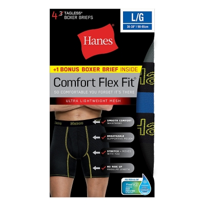 Hanes Men's Comfort Flex Fit Breathable Mesh Boxer Briefs 4-Pack 