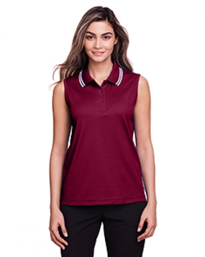 Devon & Jones DG20SW Ladies' Crownlux Performance Plaited Tipped Sleeveless Polo