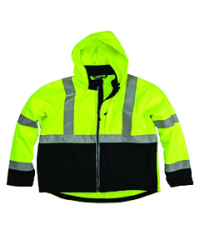 Berne HVJS206 Men'S Hi-Vis Class 3 Hooded Softshell Jacket