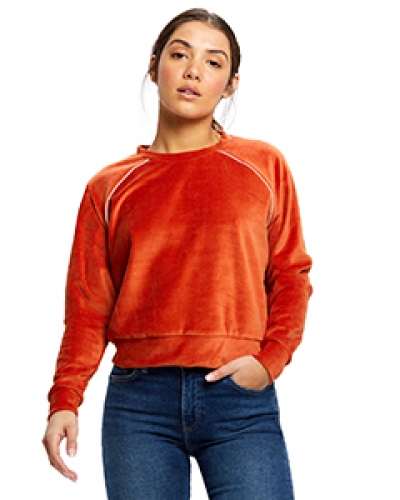 US Blanks US538 Ladies' Velour Long Sleeve Crop T-Shirt