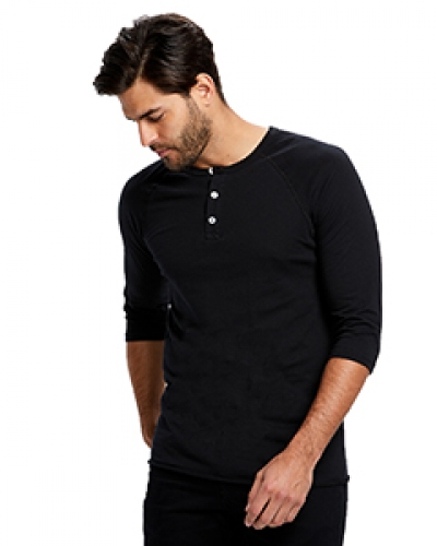 US Blanks US7779 Unisex 3.5 Oz. 3/4-Sleeve Raglan Henley