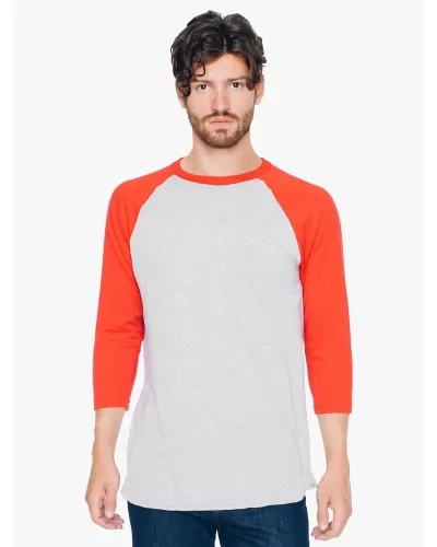 American Apparel BB453W Unisex Poly-Cotton 3/4-Sleeve Raglan T-Shirt