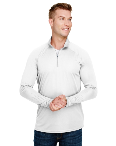 A4 N4268 Adult Daily Polyester 1/4 Zip Raglan sleeves
