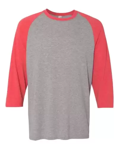 JERZEES 601RR Unisex Triblend Three-Quarter Raglan Baseball T-Shirt 2 Pack