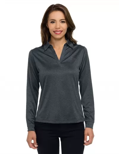 Tri Mountain Kl209Ls Gala Long Sleeve Heather Jersey Polo