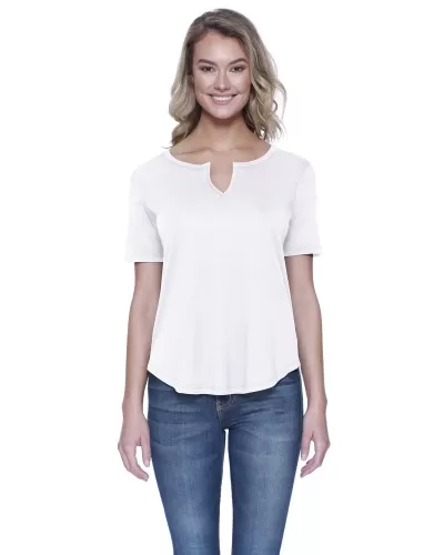 StarTee Drop Ship ST1822 Ladies' Cotton/Modal Slit V-Neck T Shirt