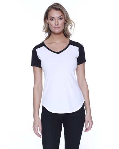 StarTee Drop Ship ST1432 Ladies' CVC Varsity V-Neck T-Shirt