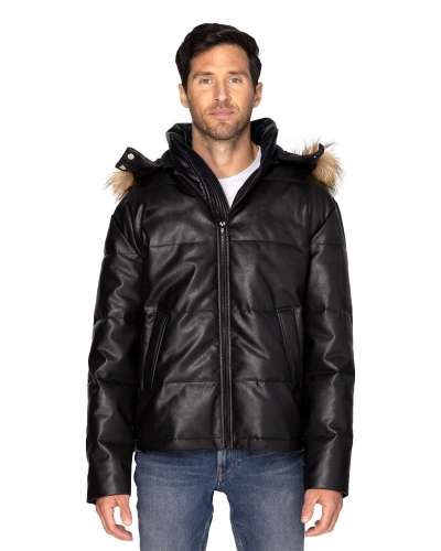 Threadfast Apparel Unisex Vegan Leather Puffer Jacket - 397J