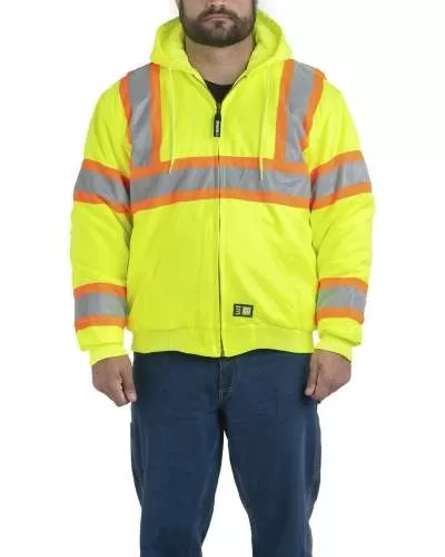 Berne HVJ571 Men's Hi-Vis Class 3 Hooded Active Jacket