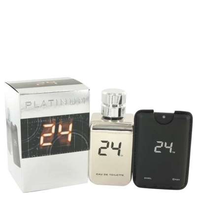 24 Platinum The Fragrance by ScentStory Eau De Toilette Spray + 0.8 oz Mini Pocket Spray 3.4 oz For 