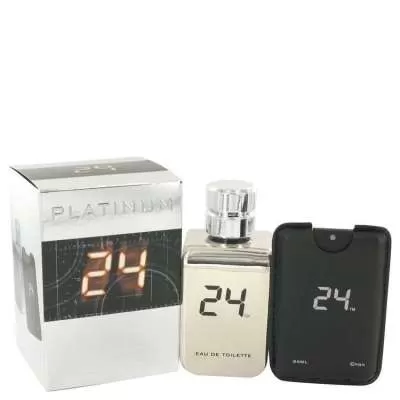 24 Platinum The Fragrance by ScentStory Eau De Toilette Spray + 0.8 oz Mini Pocket Spray 3.4 oz For 