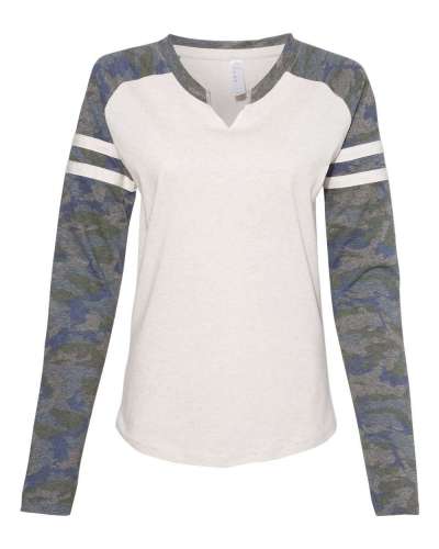 LAT 3534 Women's Fine Jersey Mash Up Long Sleeve T-Shirt