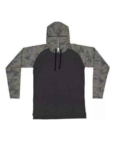 LAT 6917 Fine Jersey Hooded LONG Sleeve Raglan T-Shirt