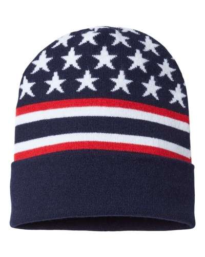 CAP AMERICA RK12 USA-Made Patriotic Cuffed Beanie