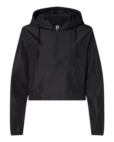 Independent Trading Co. EXP64CRP Women's Lightweight Quarter-Zip Pullover Crop Windbreaker