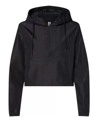 Independent Trading Co. EXP64CRP Women's Lightweight Quarter-Zip Pullover Crop Windbreaker