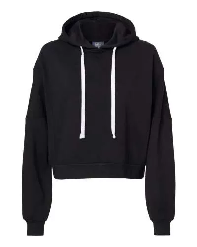 MV Sport W21751 Women's Sueded Fleece Crop Hooded Sweatshirt