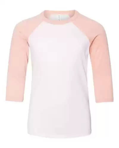 BELLA + CANVAS 3200Y Youth Three-Quarter Sleeve Baseball Tee 2 Pack