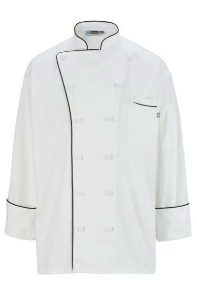 Edwards 3308 12 Cloth Button Classic Chef Coat With Trim