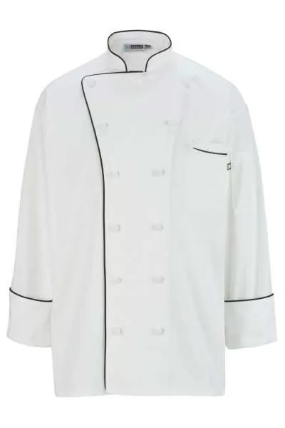 Edwards 3308 12 Cloth Button Classic Chef Coat With Trim