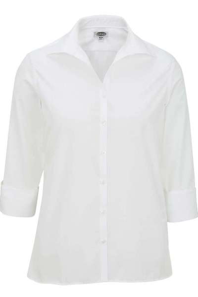 Edwards 5040 Ladies' Lightweight Open Neck Poplin Blouse - 3/4 Sleeve