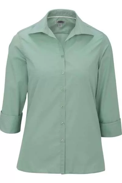 Edwards 5040 Ladies' Lightweight Open Neck Poplin Blouse - 3/4 Sleeve