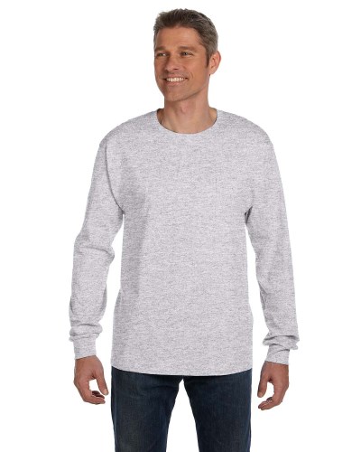 Hanes 5596 Men's Tagless Long-Sleeve Pocket T-Shirt