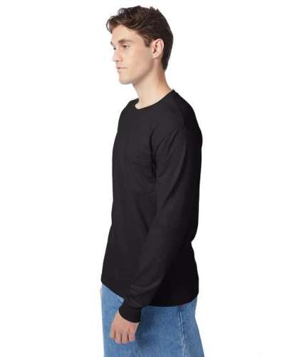 Hanes 5596 Men's Tagless Long-Sleeve Pocket T-Shirt