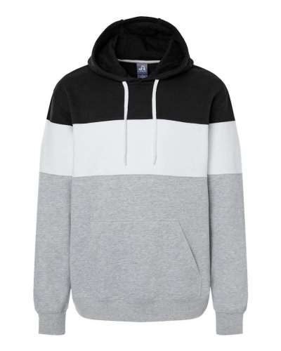 J. America 8644 Varsity Fleece Colorblocked Hooded Sweatshirt