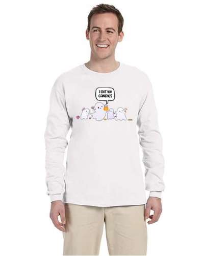 USTRADEENT Funny Halloween Ghost Costume Long Sleeves Graphics T-Shirt UG240HLOW6