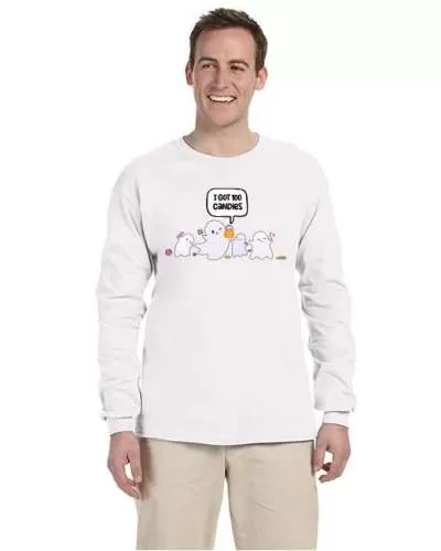 USTRADEENT Funny Halloween Ghost Costume Long Sleeves Graphics T-Shirt UG240HLOW6