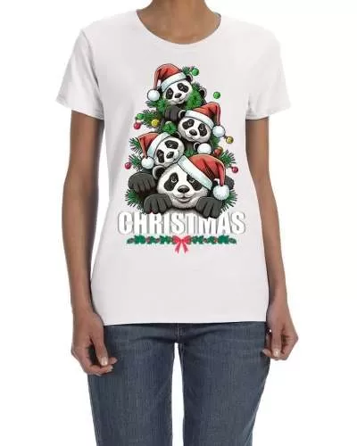 Women's Cute Polar Bear Santa Hat Merry Christmas Xmas Shirt