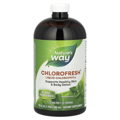 Nature's Way, Chlorofresh, Liquid Chlorophyll, Mint, 132 mg, 16 fl oz (480 ml) (132 mg per 2 Tbsp)
