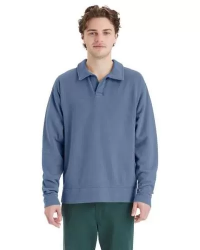 ComfortWash by Hanes GDH490 Unisex Garment Dye Polo Collar Sweatshirt